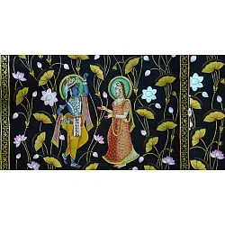 Pichwai Painting ~ Kamal Tal . Radha Krishna ~ { 3 X 5 Feet}